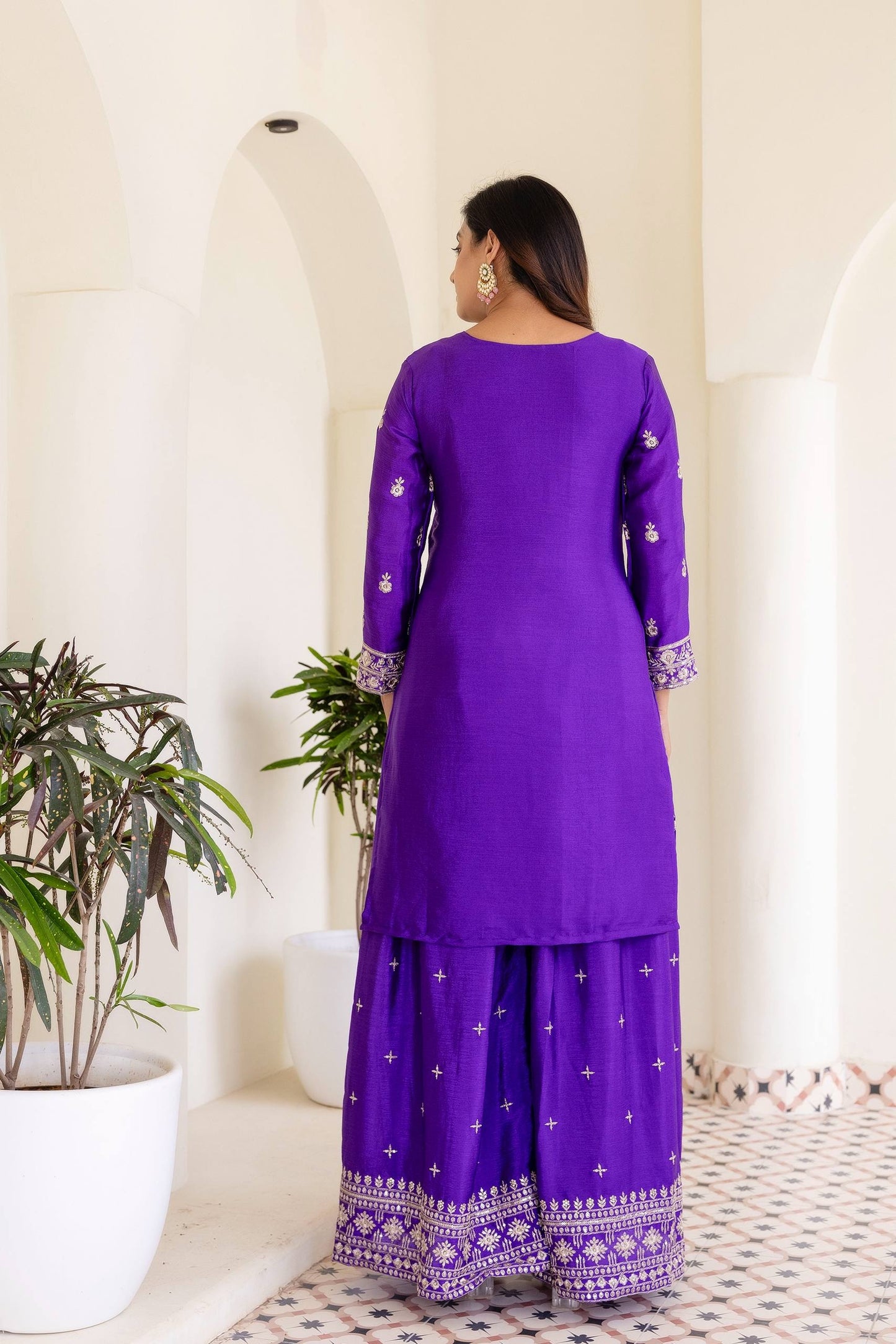 Royal Purple Embriodered Sequence Designer Traditional Wear Salwar Suit With Dupatta
