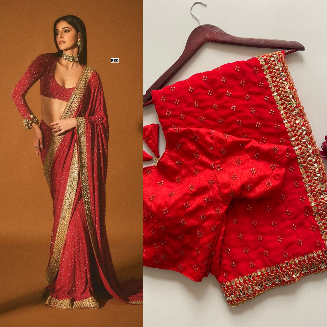 Maroon Color Soft Georgette LCD & Oringnal Mirror Work Saree