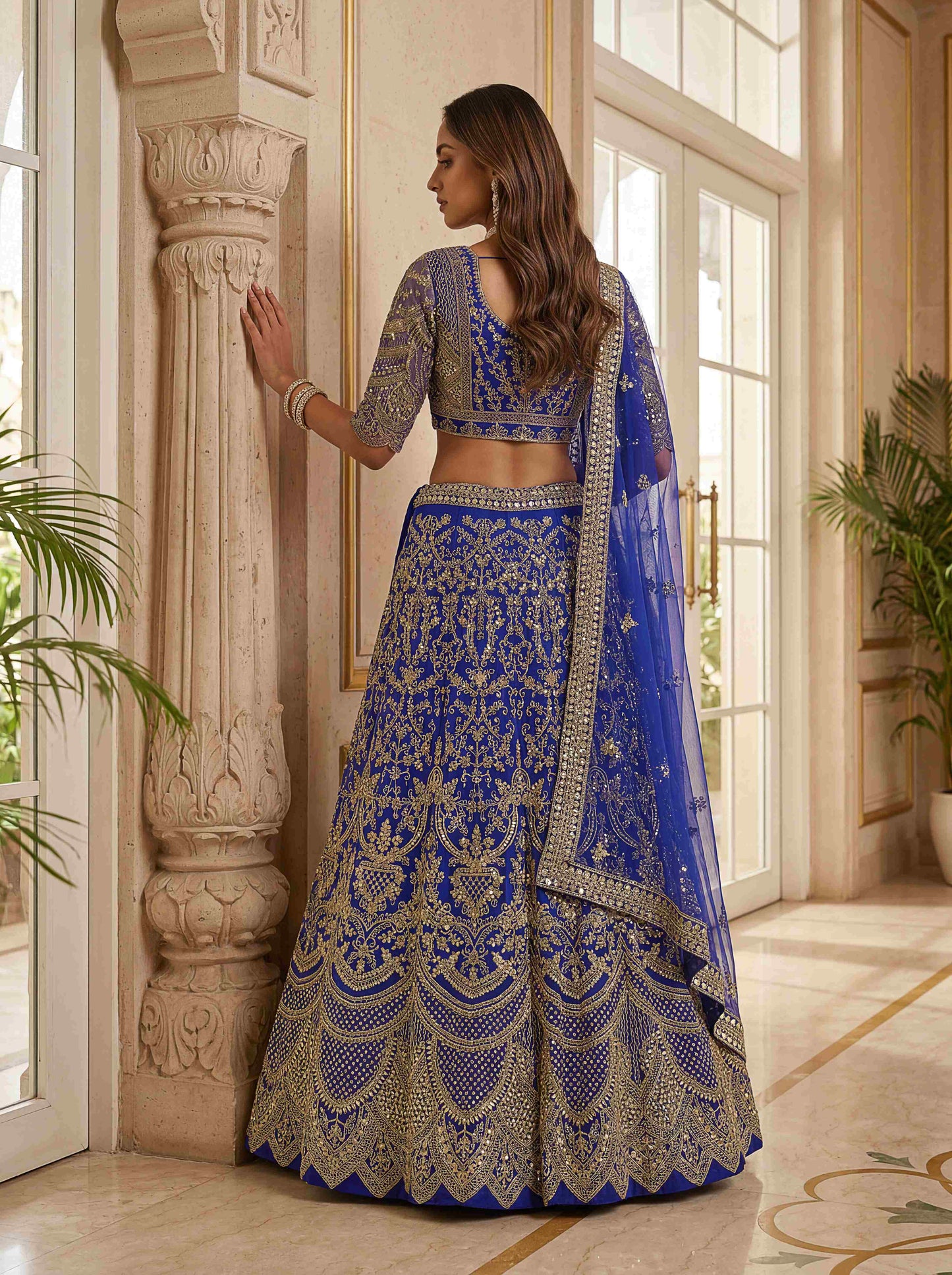 Royal Blue Butterfly Net Heavy Embroidered Designer Lehenga Choli Set