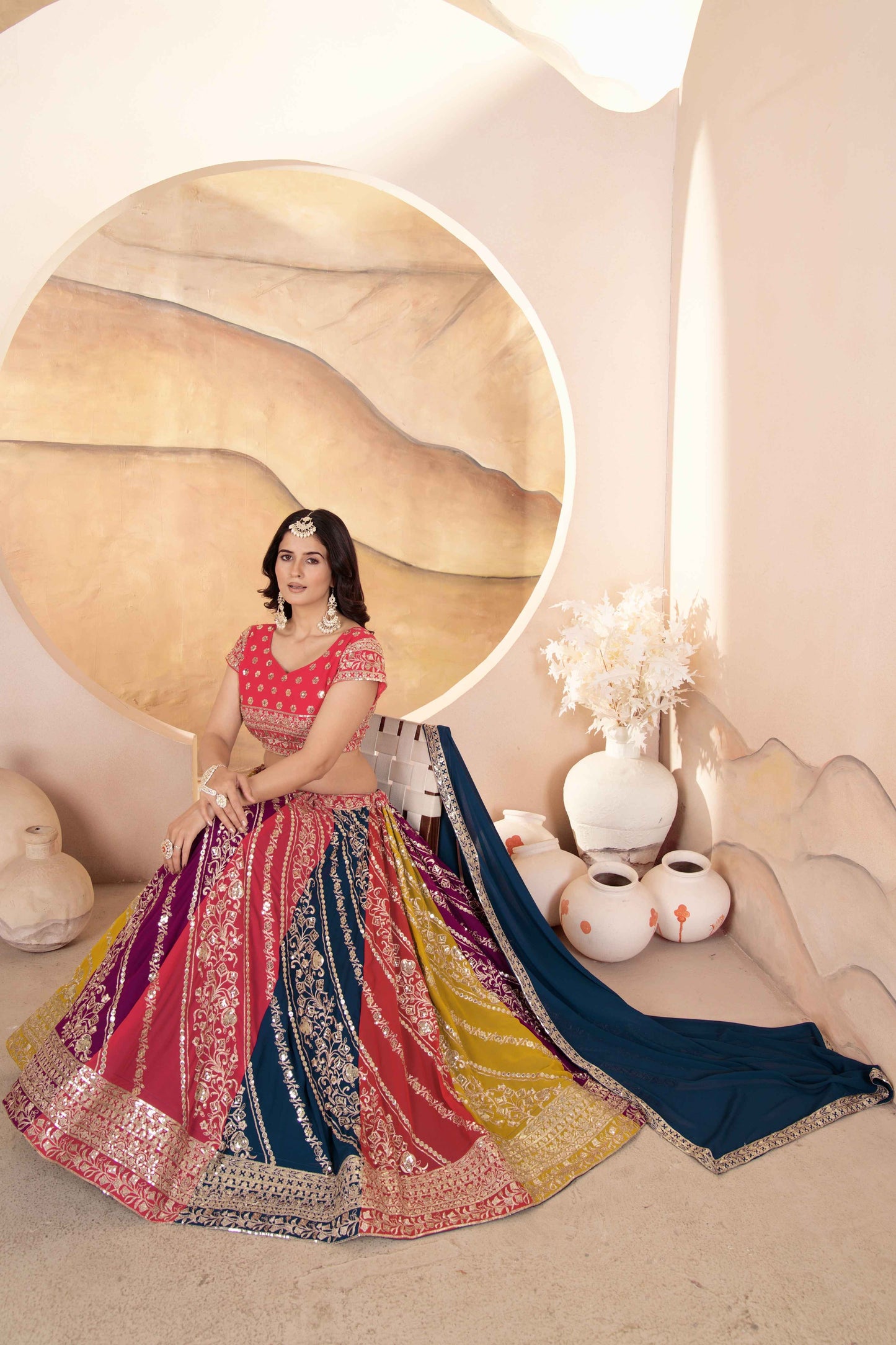 Magical Multicolor Georgette Embroidery Designer Festival Wear Lehenga Choli with Dupatta