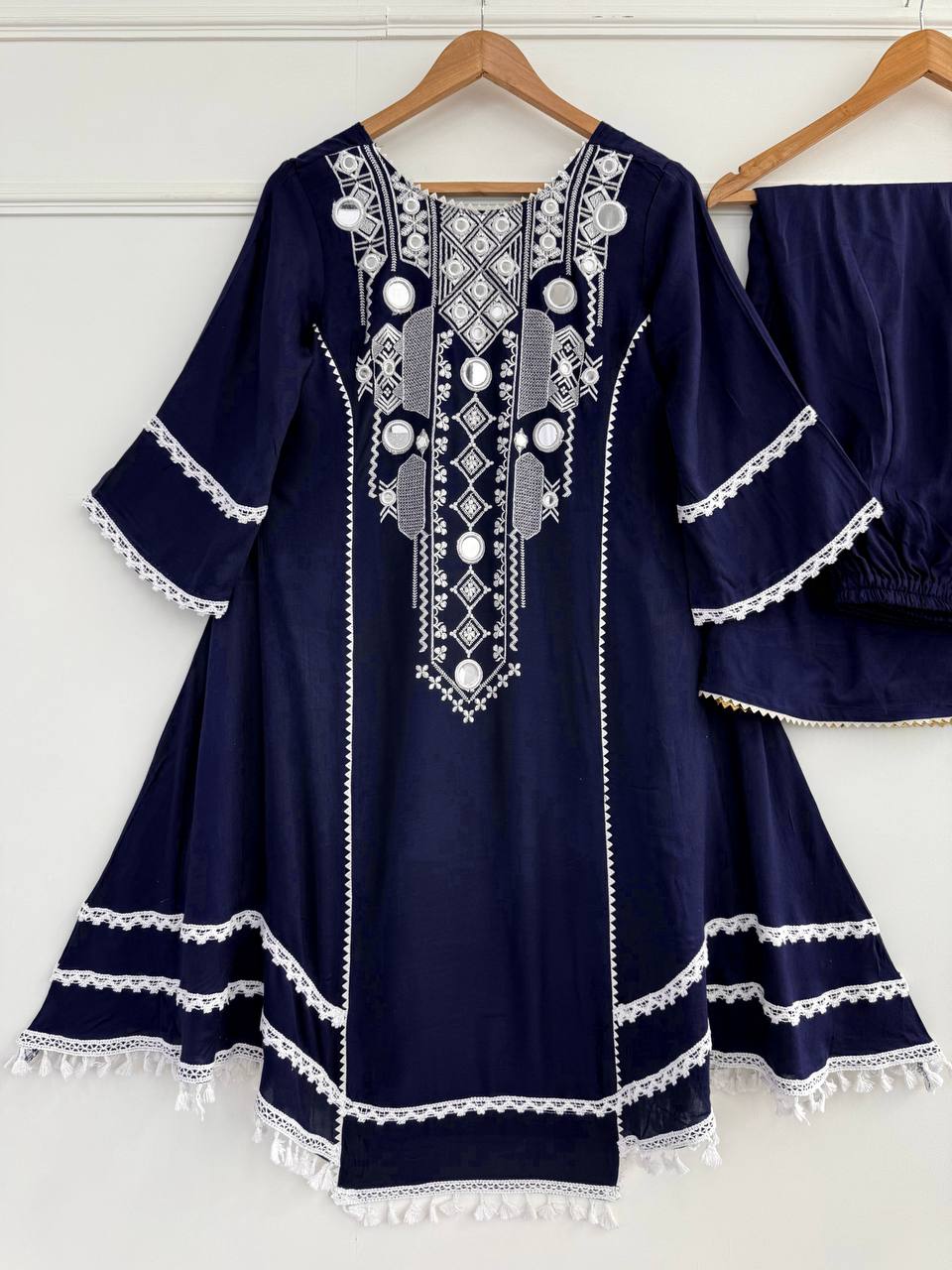 Western Wear Embroidered or Mirror Work Kurti Palazzo Set