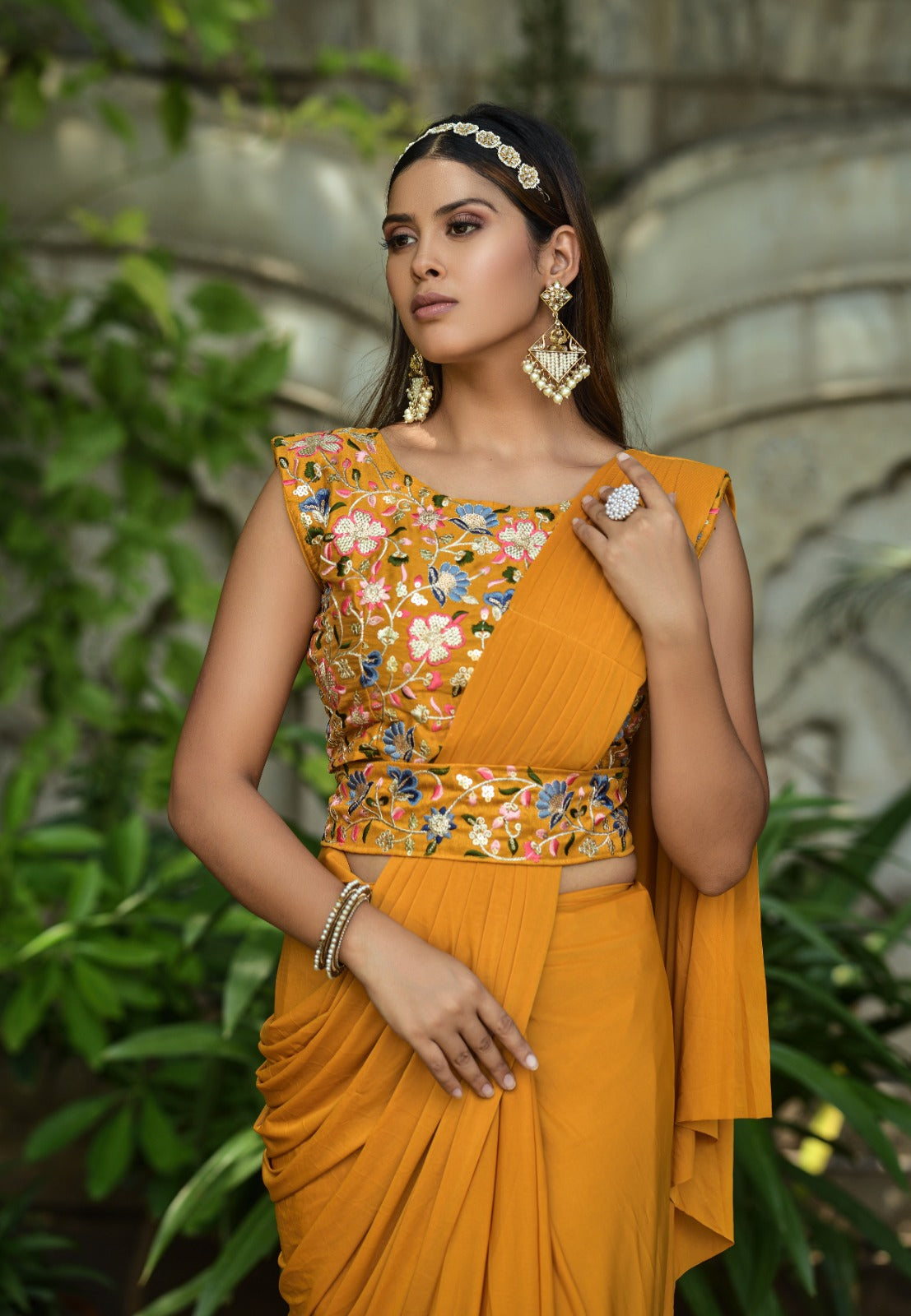 1 Min Ready to Wear Saree with Stitched Blouse