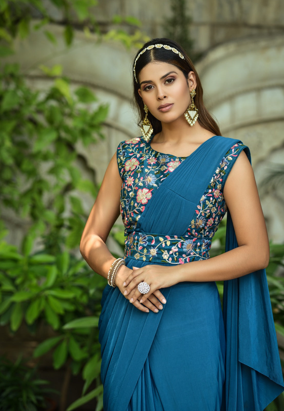 1 Min Ready to Wear Saree with Stitched Blouse