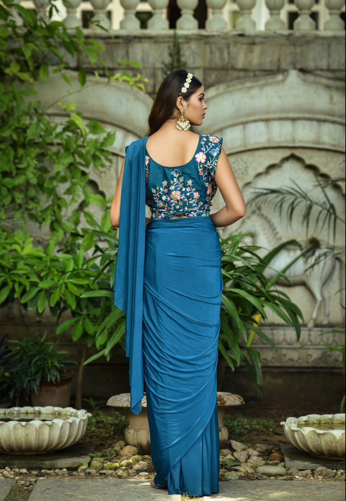 1 Min Ready to Wear Saree with Stitched Blouse