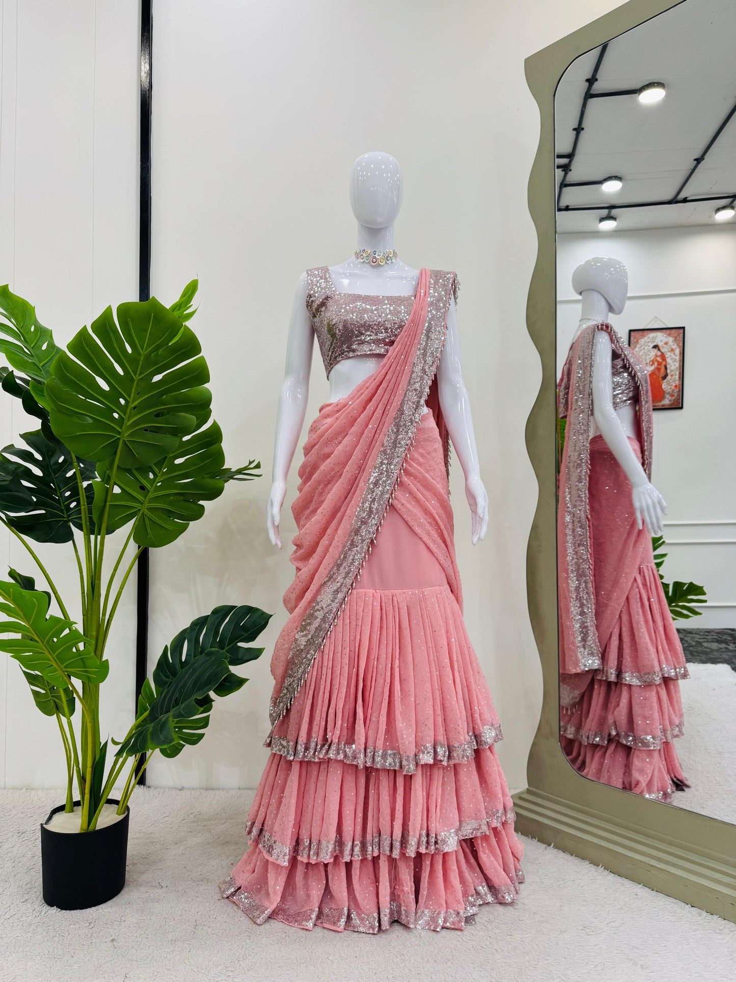 Ready to Wear Ruffle Style Georgette Lehenga Saree