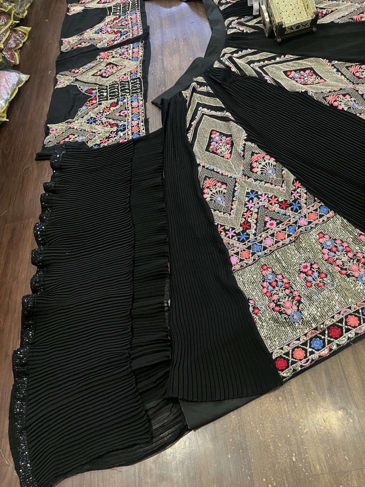 Trendy Black Crush Georgette Sequence Work Lehenga Choli