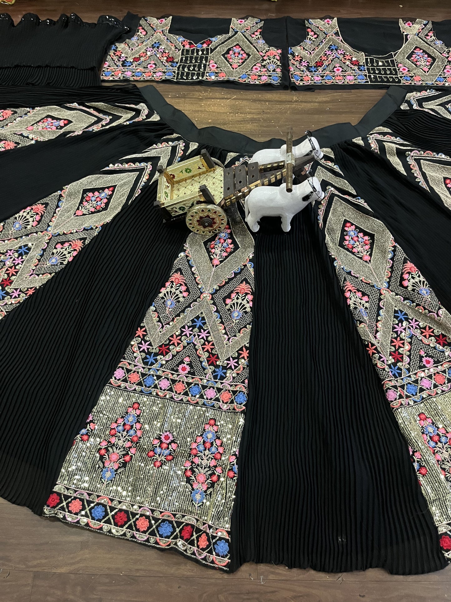 Trendy Black Crush Georgette Sequence Work Lehenga Choli
