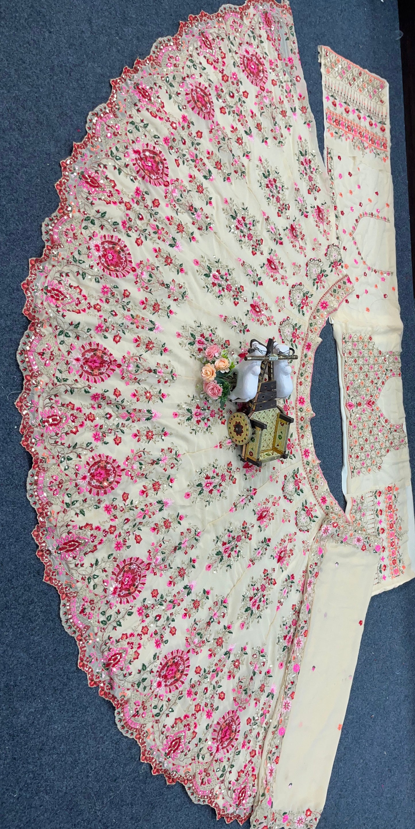 Cream Georgette Beautiful Thread Embroidered Lehenga Choli