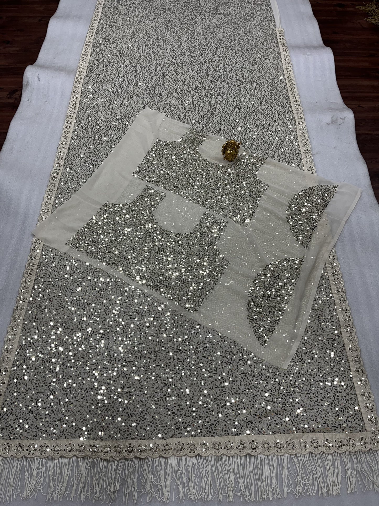Biege Georgette Full Sequence Work Saree