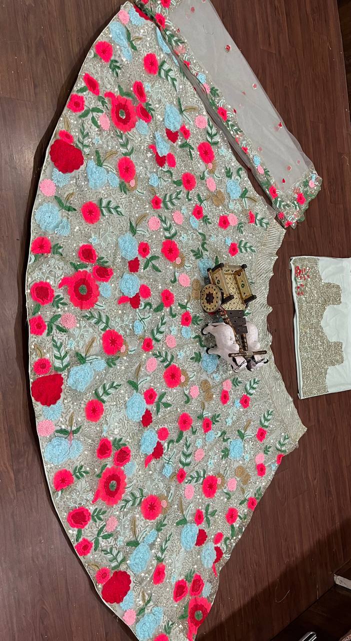 Flower Work Soft Net Embroidered Lehenga Choli