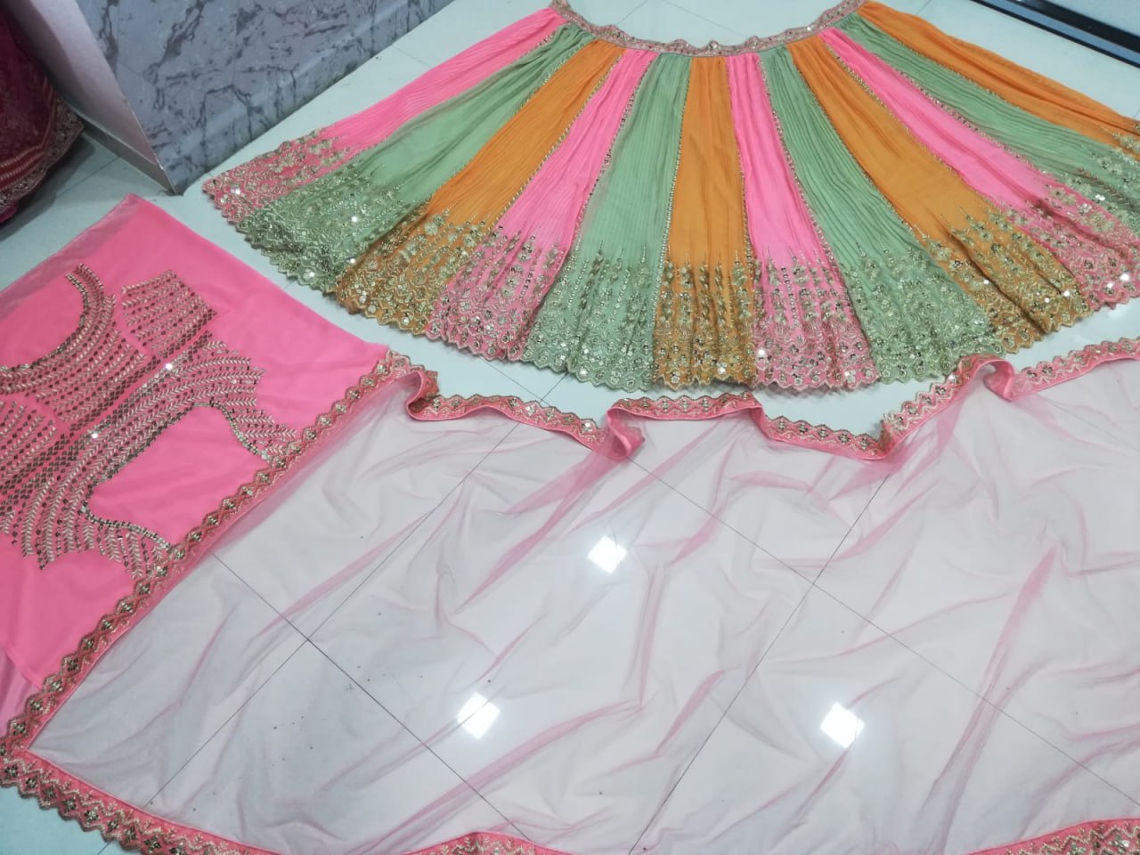 Multi Color Georgette Semi Stitched Lehenga Choli