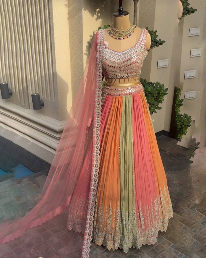 Multi Color Georgette Semi Stitched Lehenga Choli