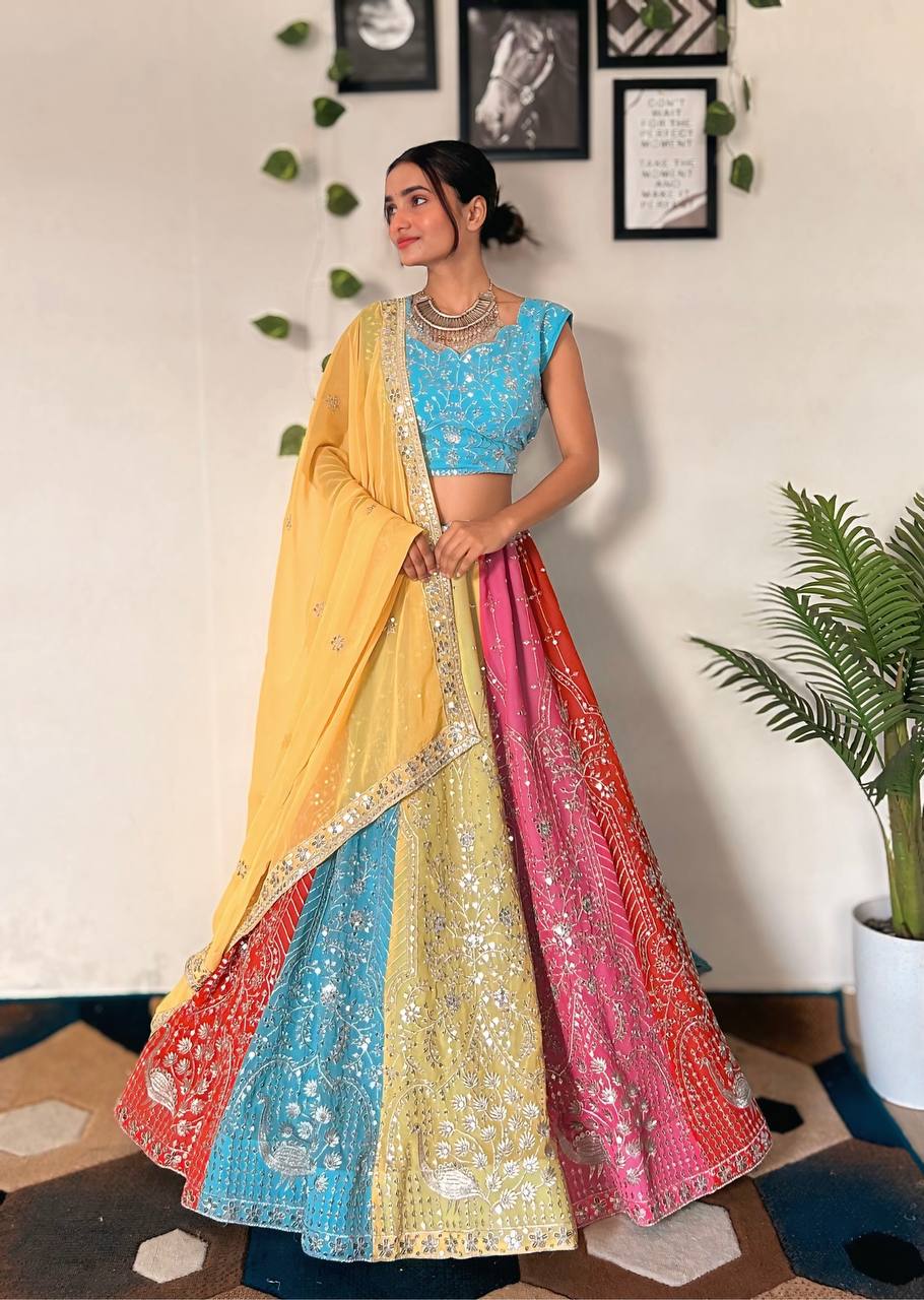 Multi Color Georgette Semi Stitched Lehenga Choli