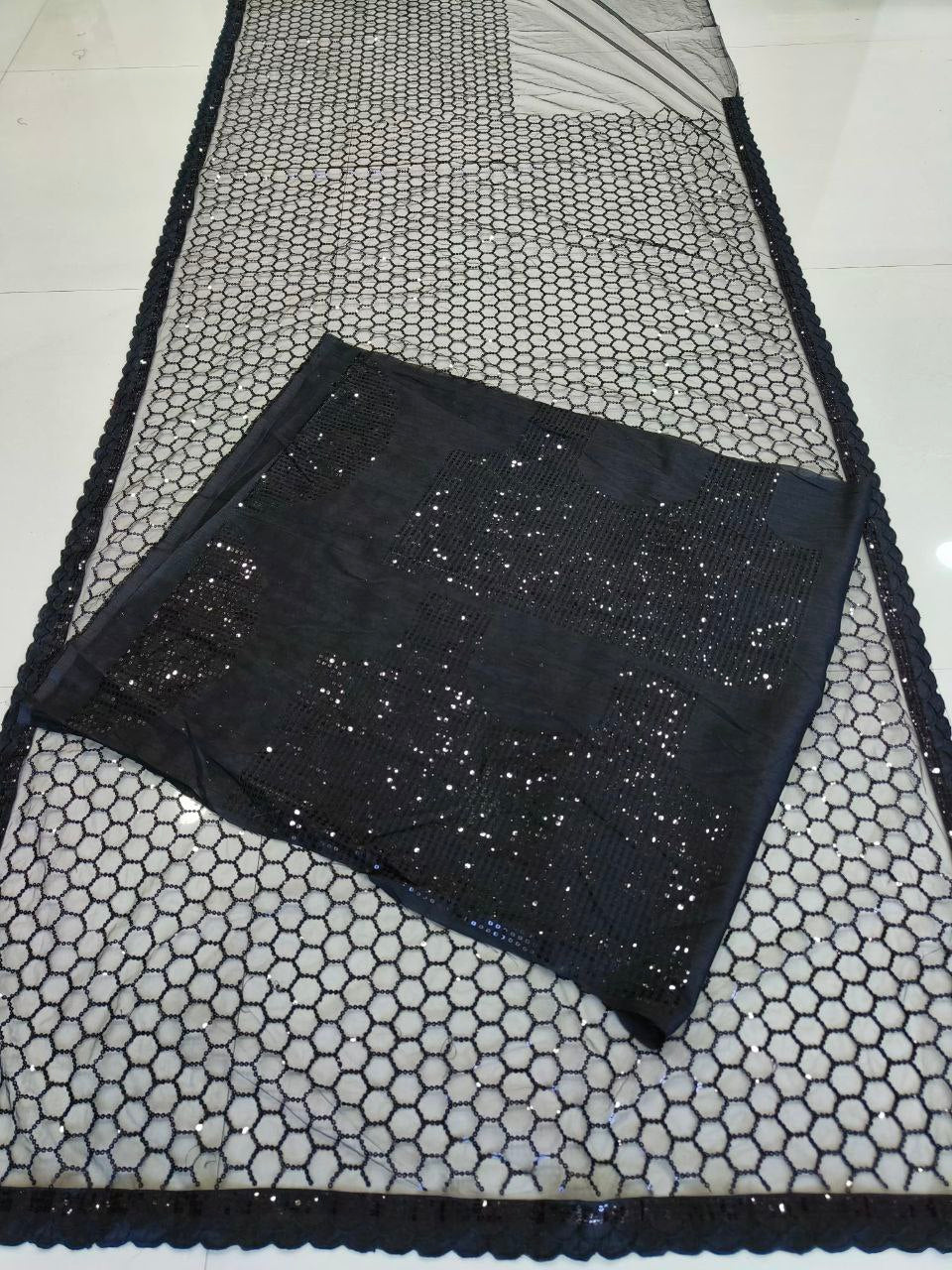 Wedding Wear Net Sequence Work Designer Saree For Women