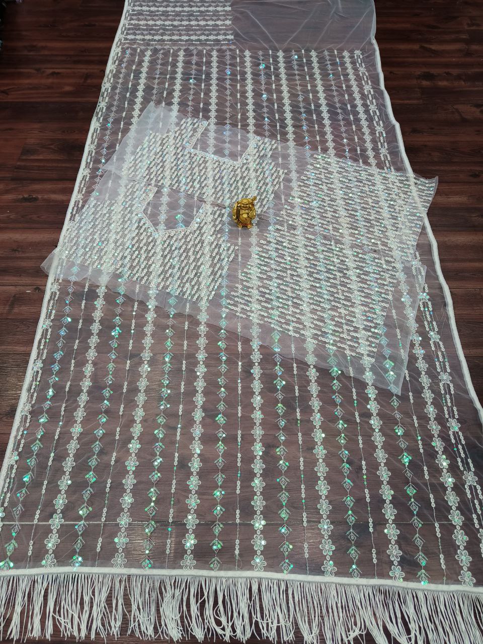 Wedding Wear Soft Net Multi Color Sequence Designer Saree