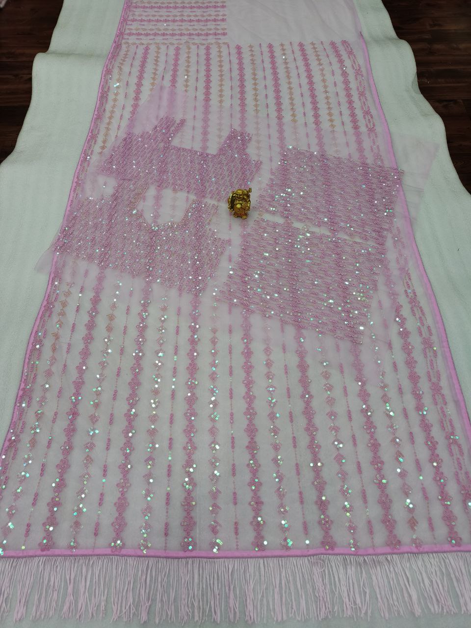 Wedding Wear Soft Net Multi Color Sequence Designer Saree