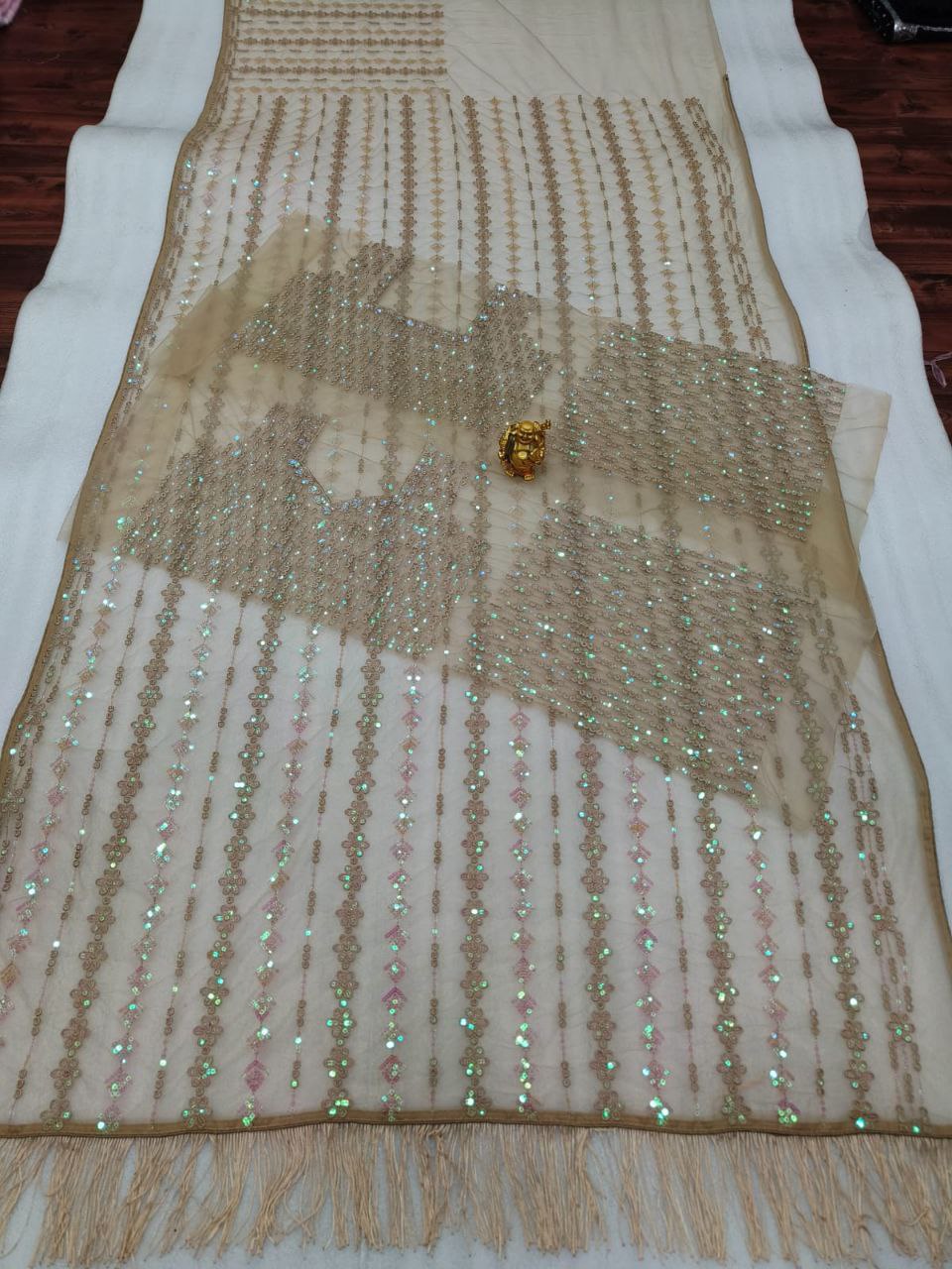 Wedding Wear Soft Net Multi Color Sequence Designer Saree
