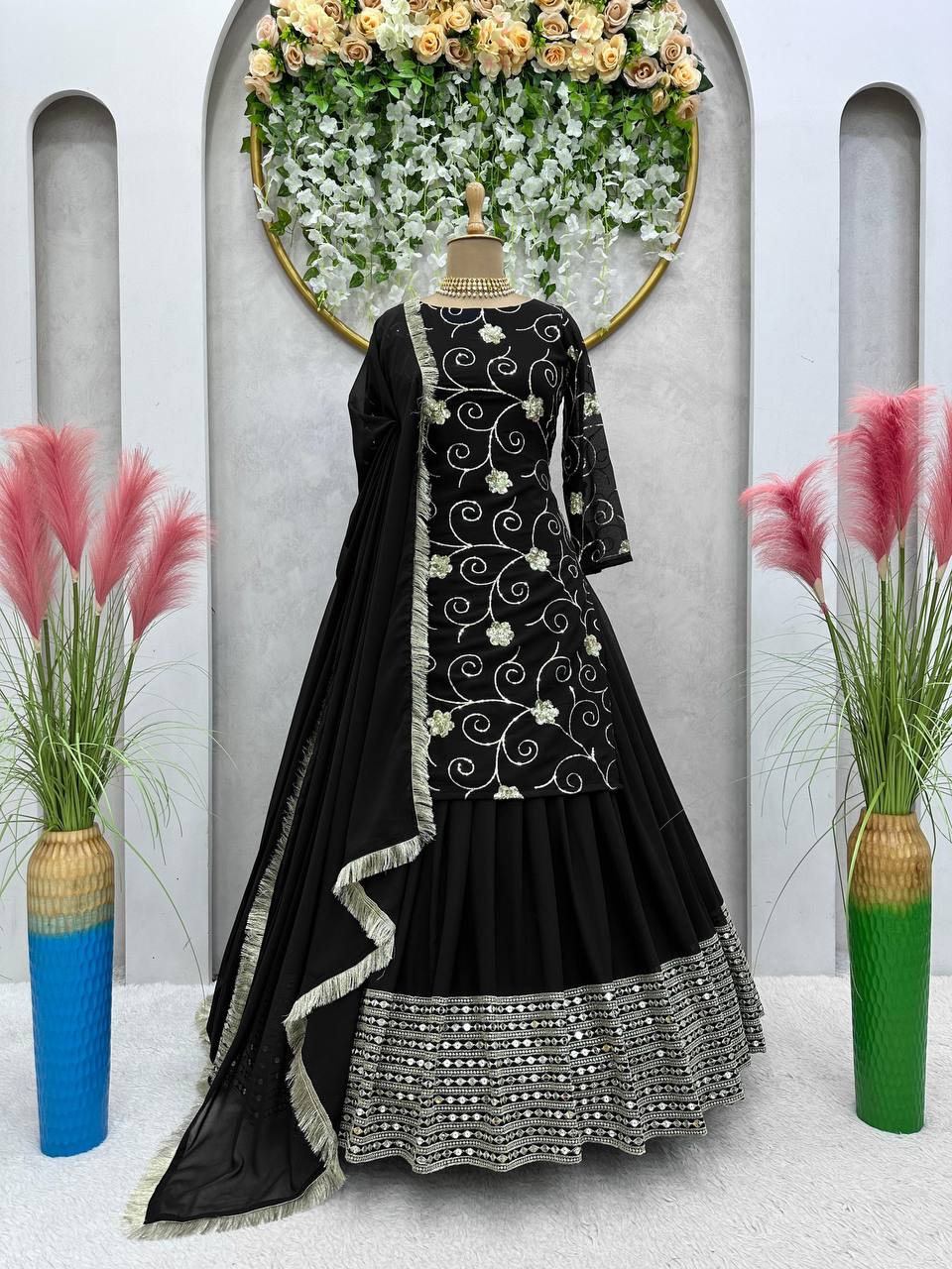Trending Black Colour Attractive Georgette Fabric Lehenga Choli