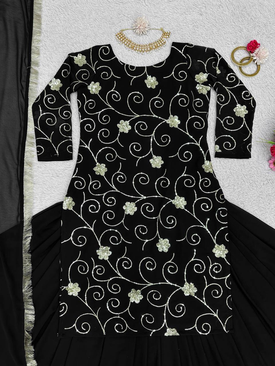 Trending Black Colour Attractive Georgette Fabric Lehenga Choli