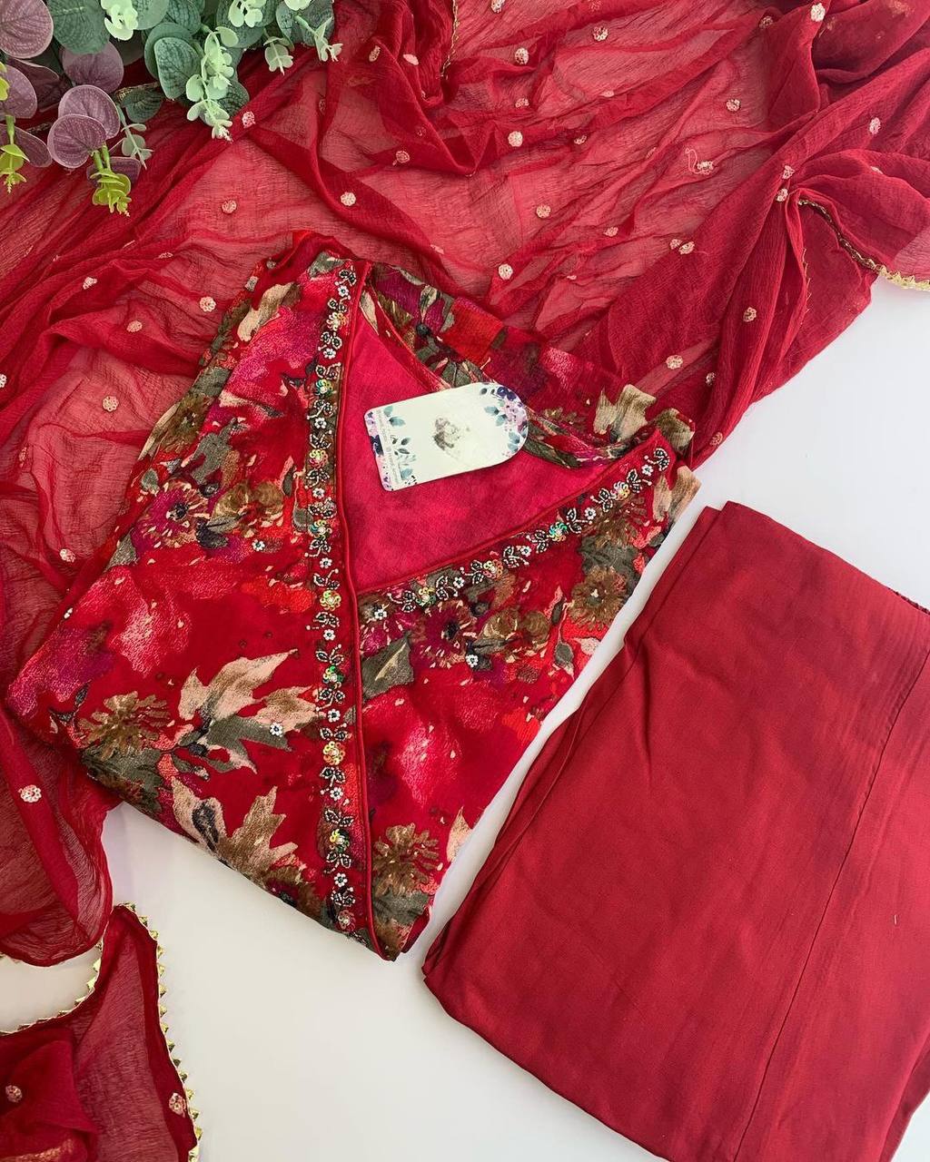 Beautiful Muslin Cotton fabric With Digital Print Handwork Salwar Suit