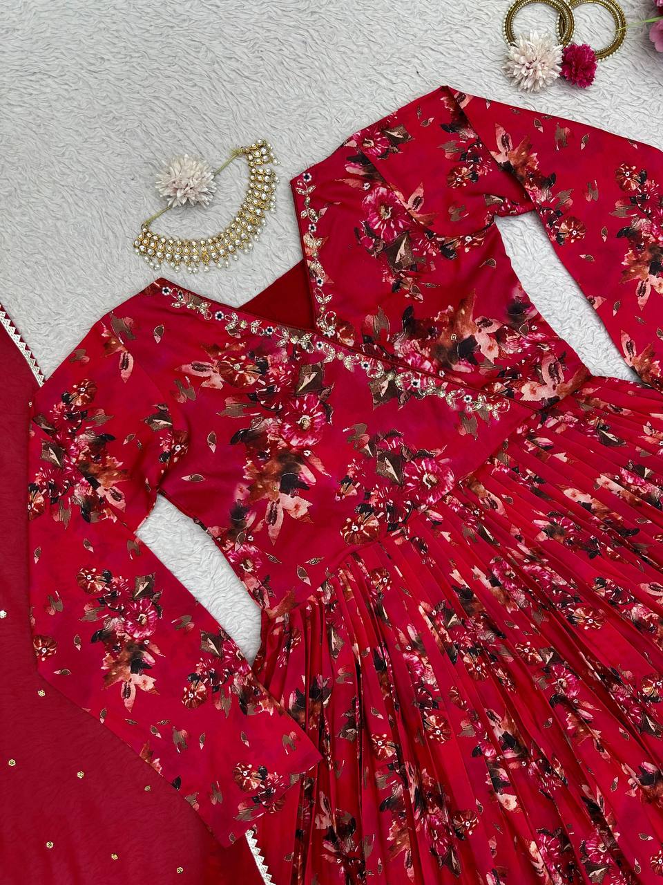 Beautiful Muslin Cotton fabric With Digital Print Handwork Salwar Suit