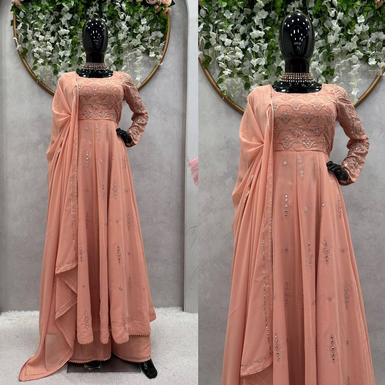Fabulous Chocolate Colour Georgette Trendy Gown