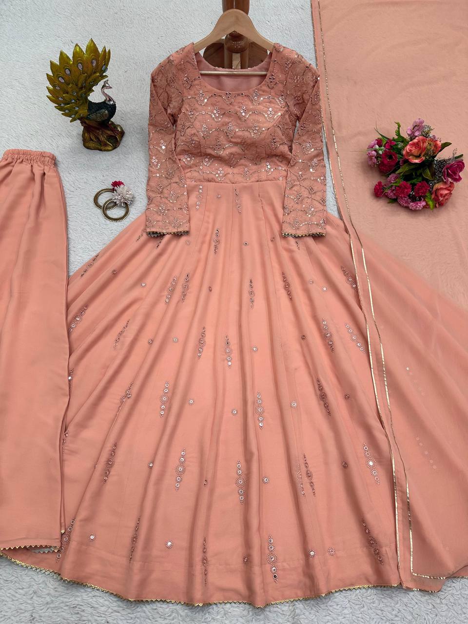 Fabulous Chocolate Colour Georgette Trendy Gown