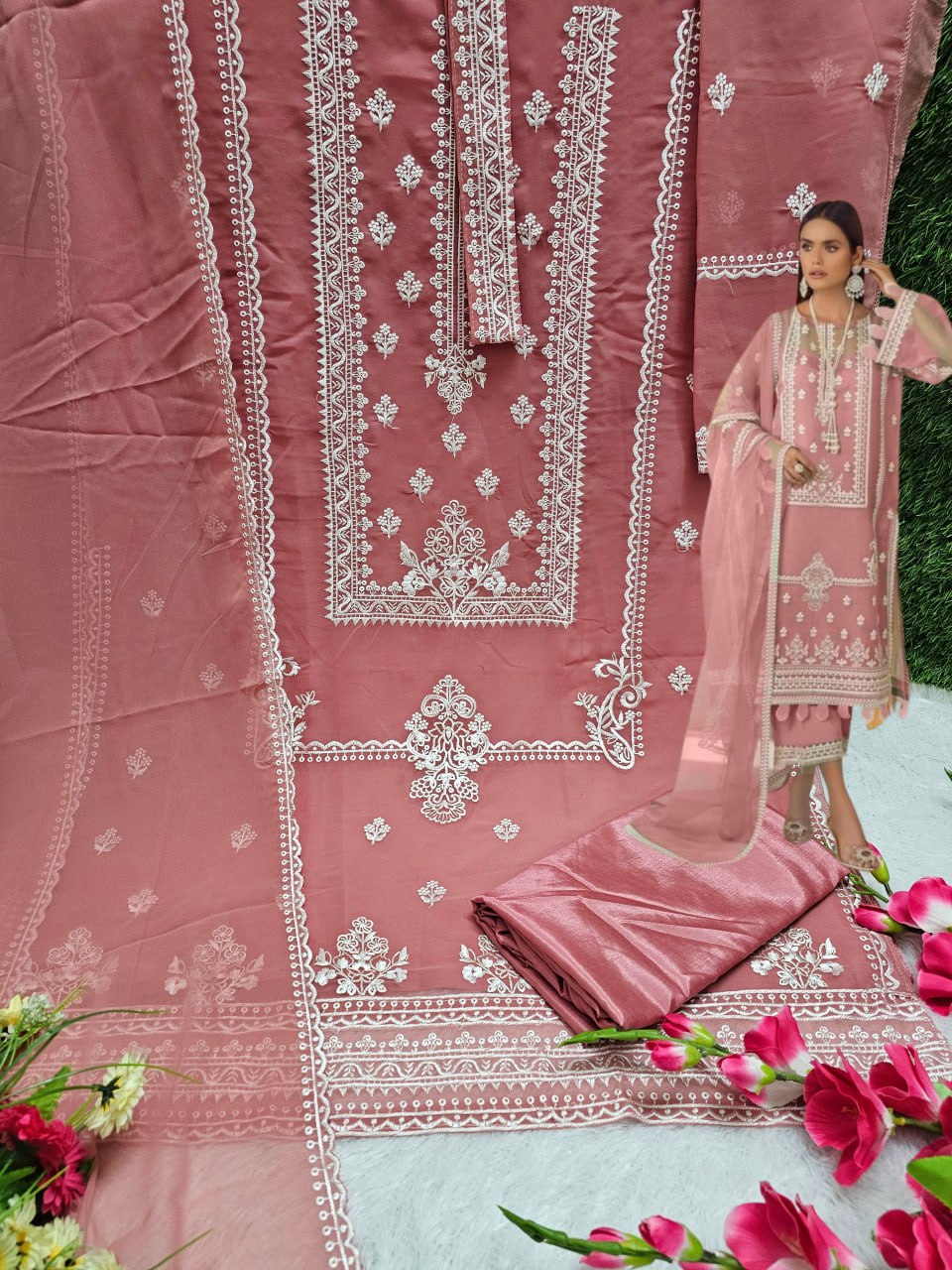 Beautiful Georgette Fabric Embroidery Work Salwar Suit