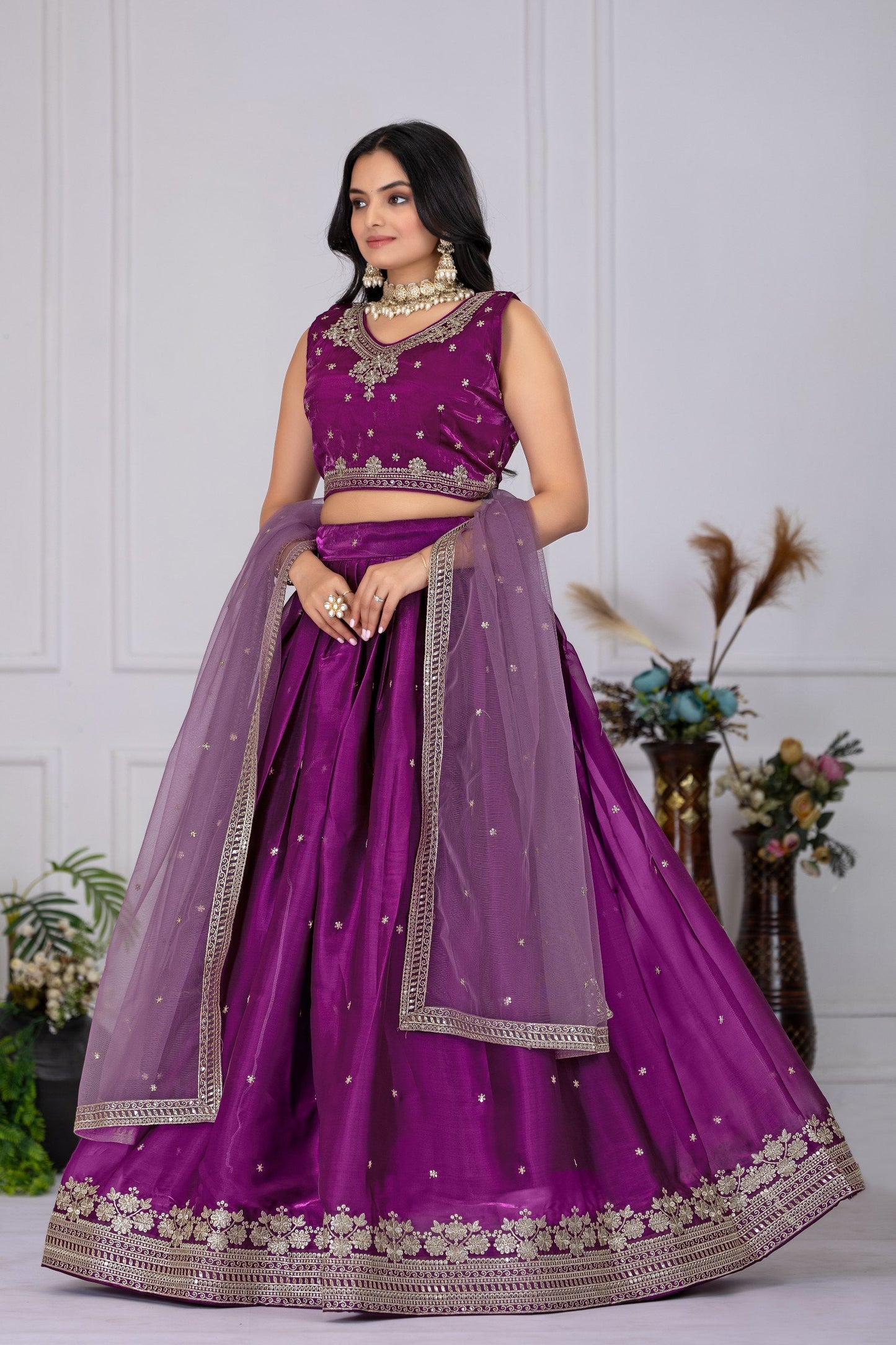 Heavy Jimmy Chu Silk Embroidary Worked Designer Lehenga Choli