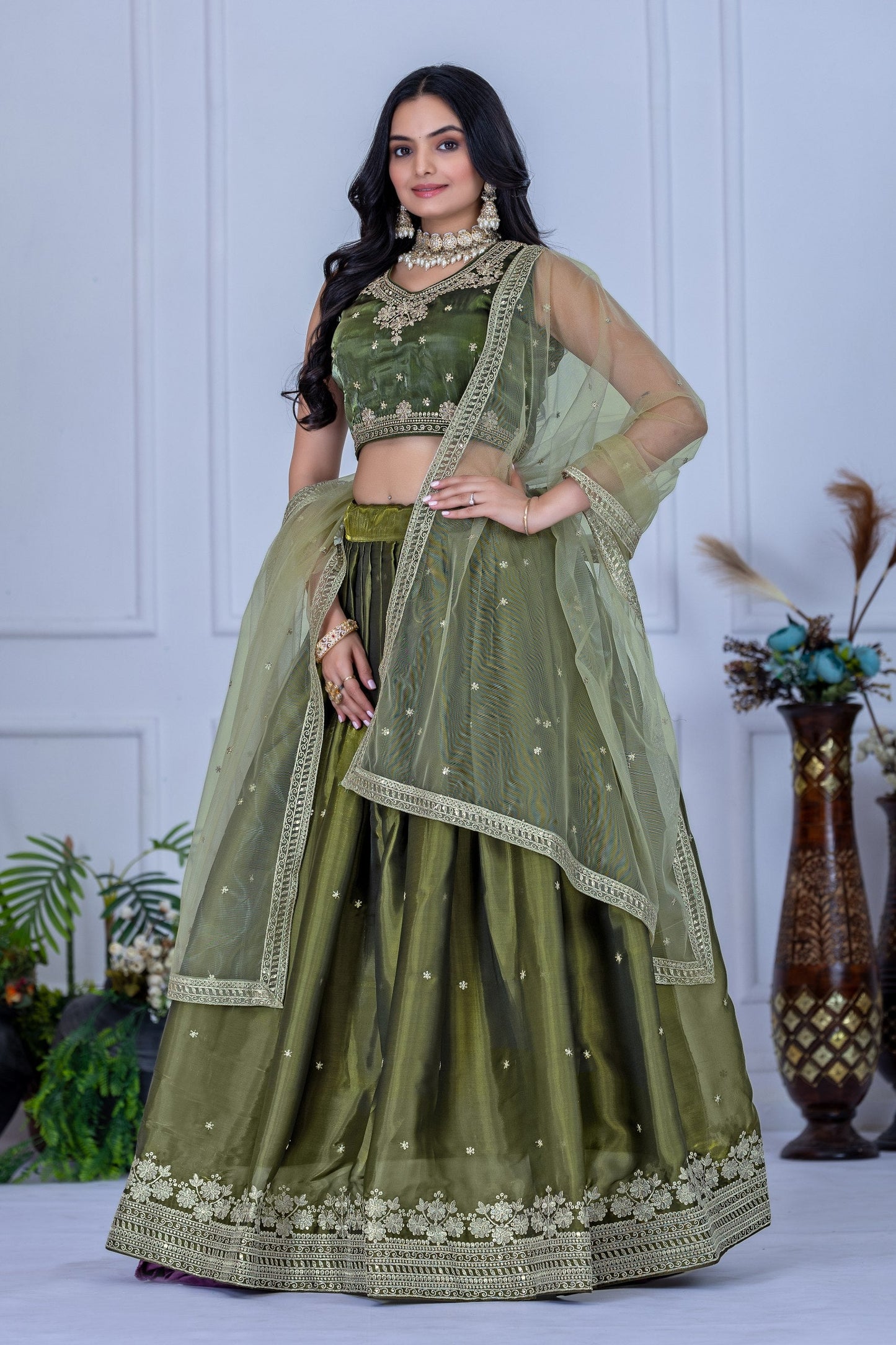 Heavy Jimmy Chu Silk Embroidary Worked Designer Lehenga Choli