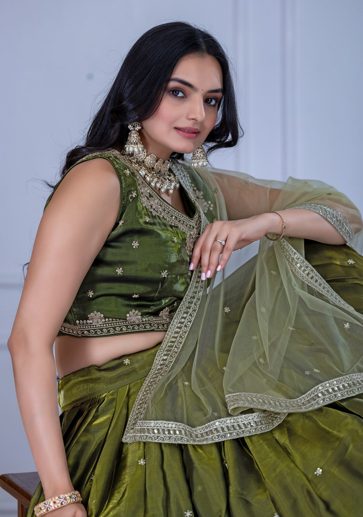Heavy Jimmy Chu Silk Embroidary Worked Designer Lehenga Choli