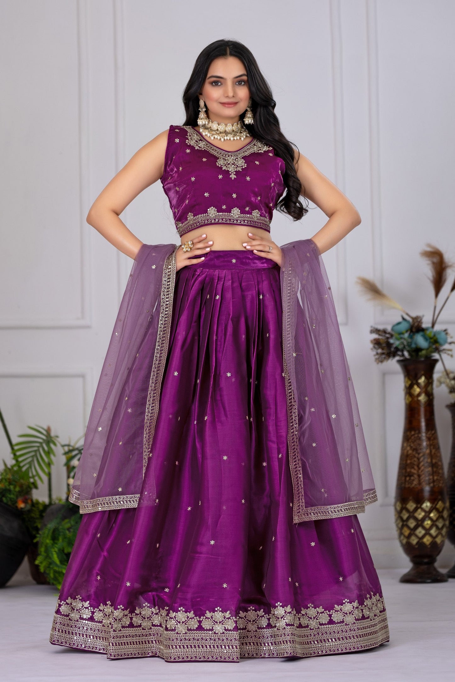 Heavy Jimmy Chu Silk Embroidary Worked Designer Lehenga Choli