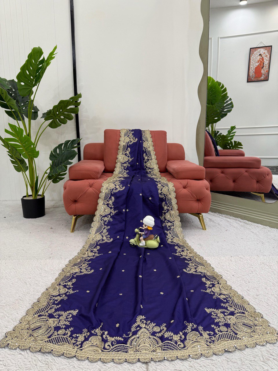Designer Heavy Codding & Sequebnce Work Saree