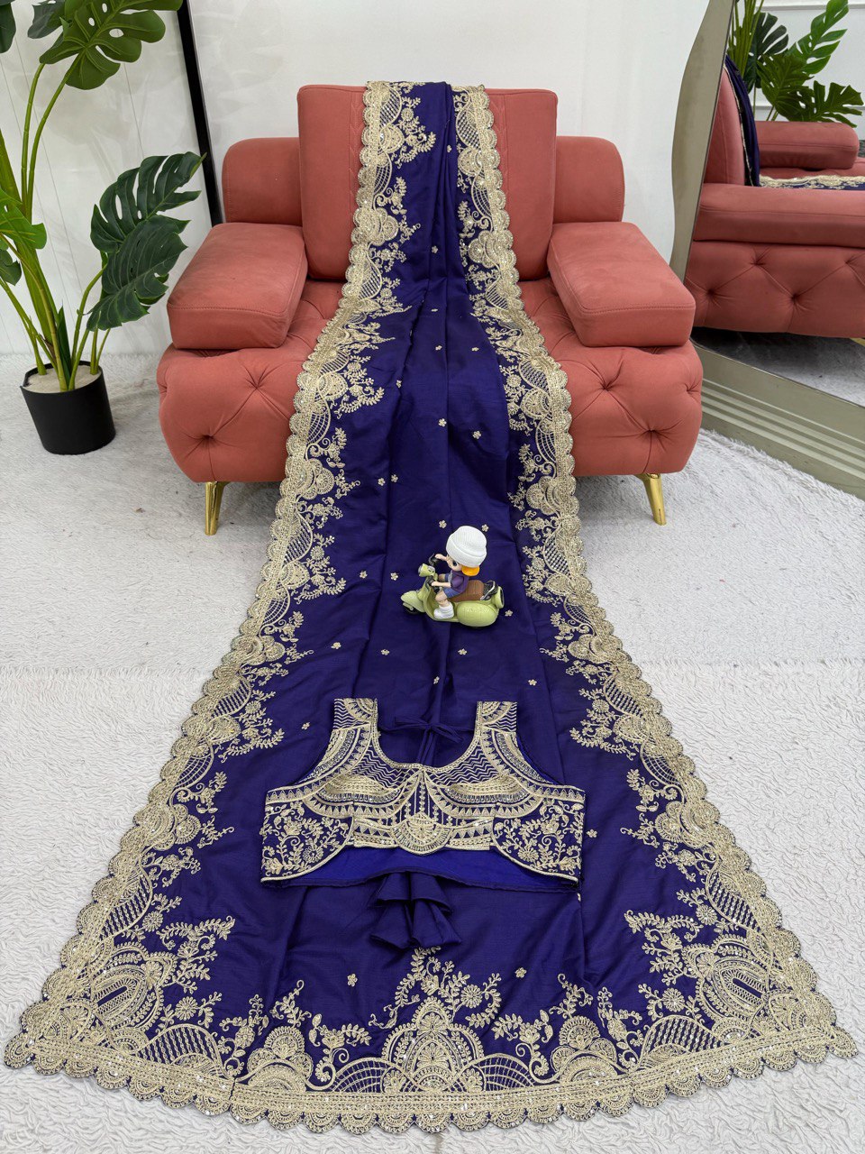 Designer Heavy Codding & Sequebnce Work Saree