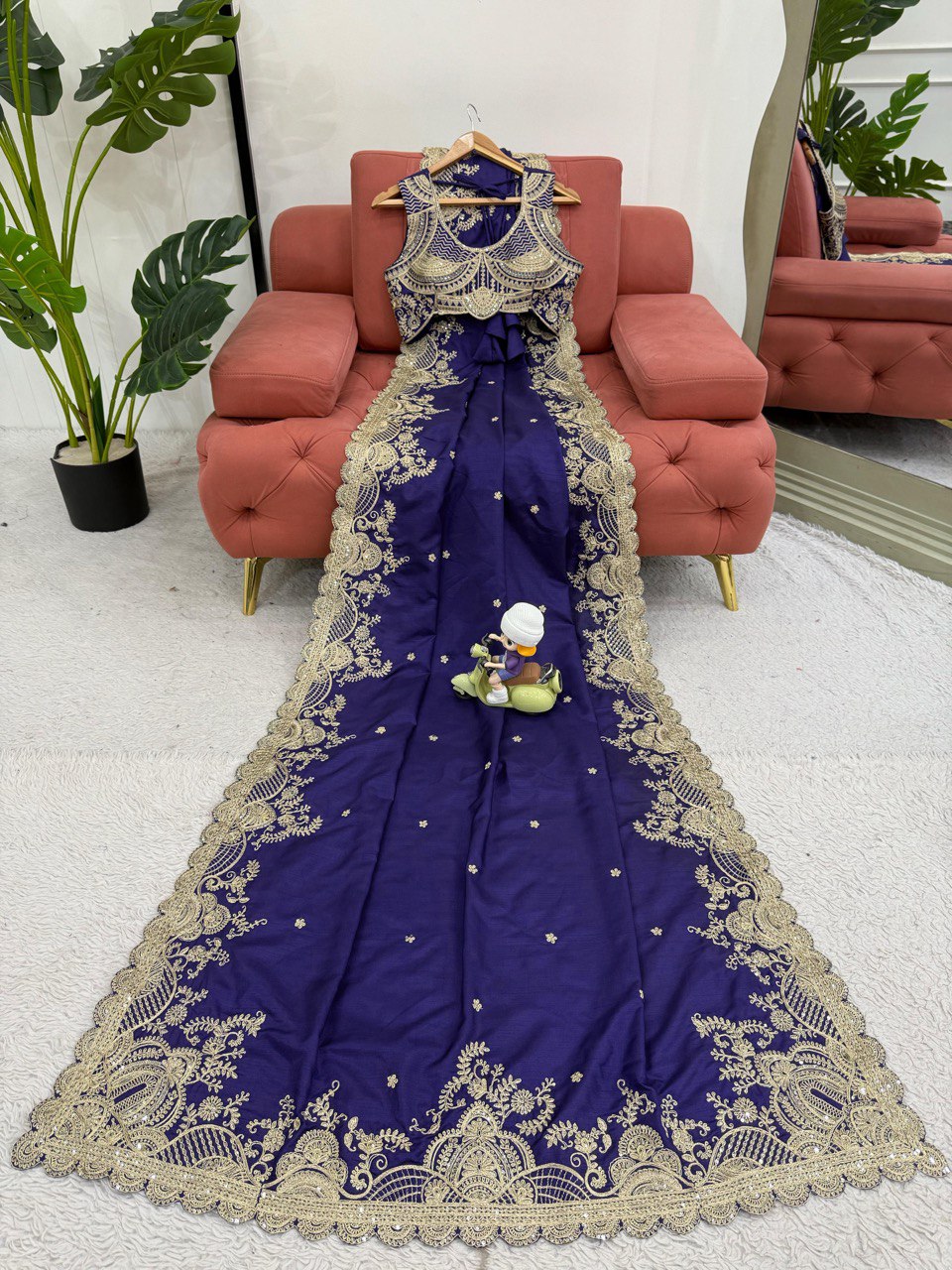 Designer Heavy Codding & Sequebnce Work Saree