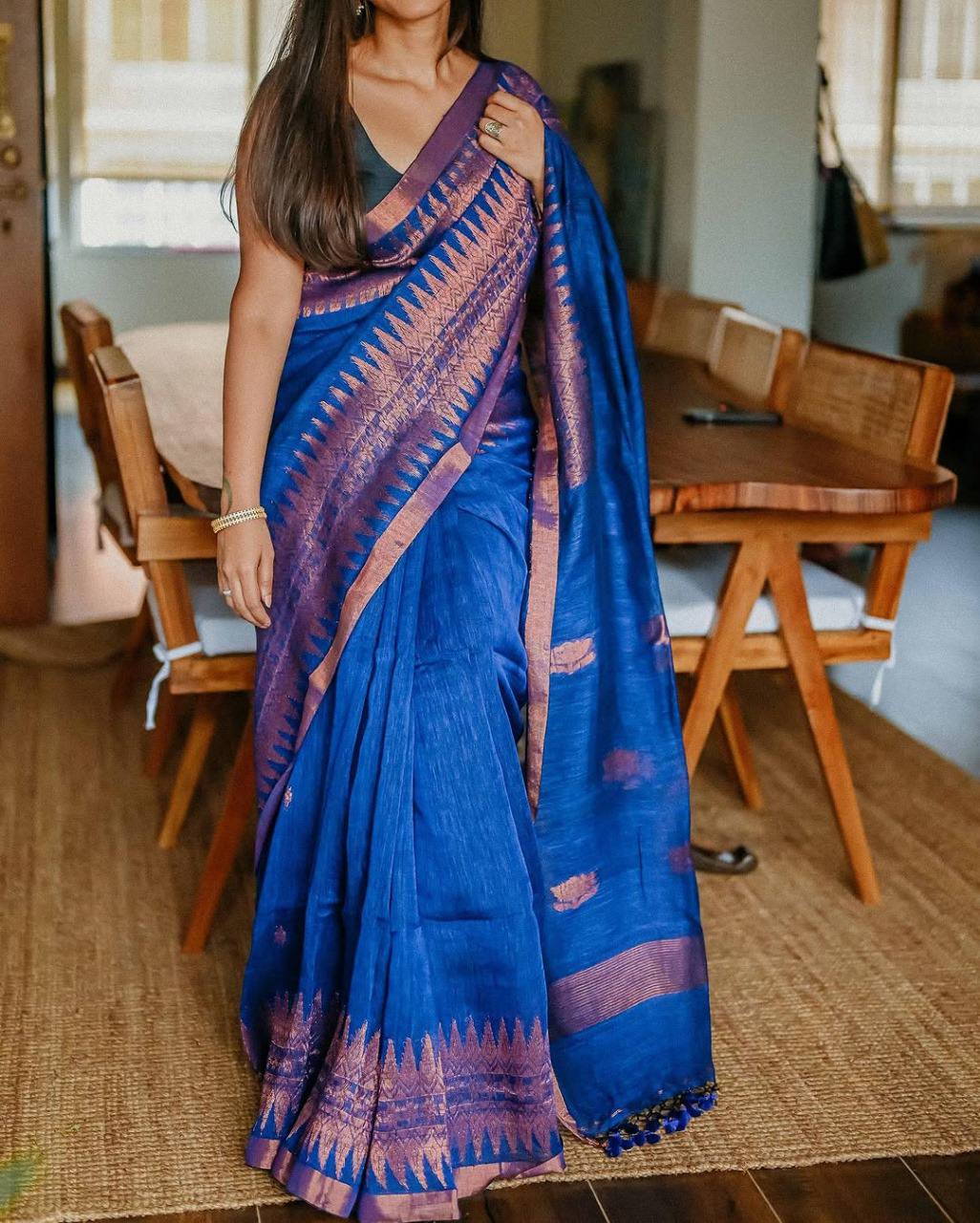 Soft Lilan Slab Beautiful Rich Pallu And Slab Weaving Work Designer Saree