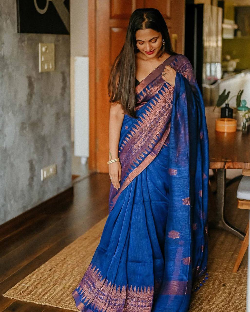 Soft Lilan Slab Beautiful Rich Pallu And Slab Weaving Work Designer Saree