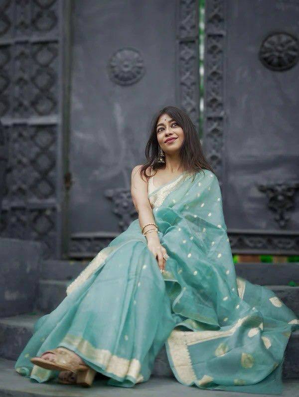 Beautiful Rich Pallu Slab Weaving Designer Saree With Fancy Blouse
