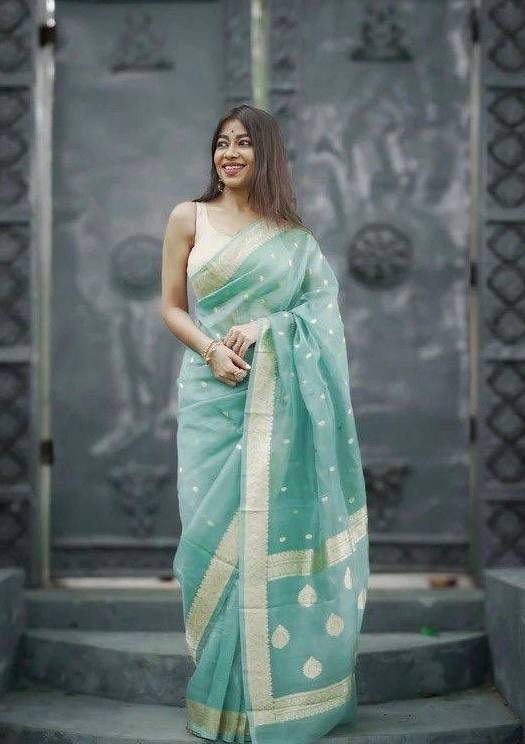 Beautiful Rich Pallu Slab Weaving Designer Saree With Fancy Blouse