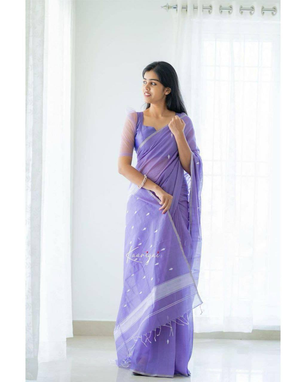 Lavender Colour Soft Slab Lilan Jacquard Weaving Saree