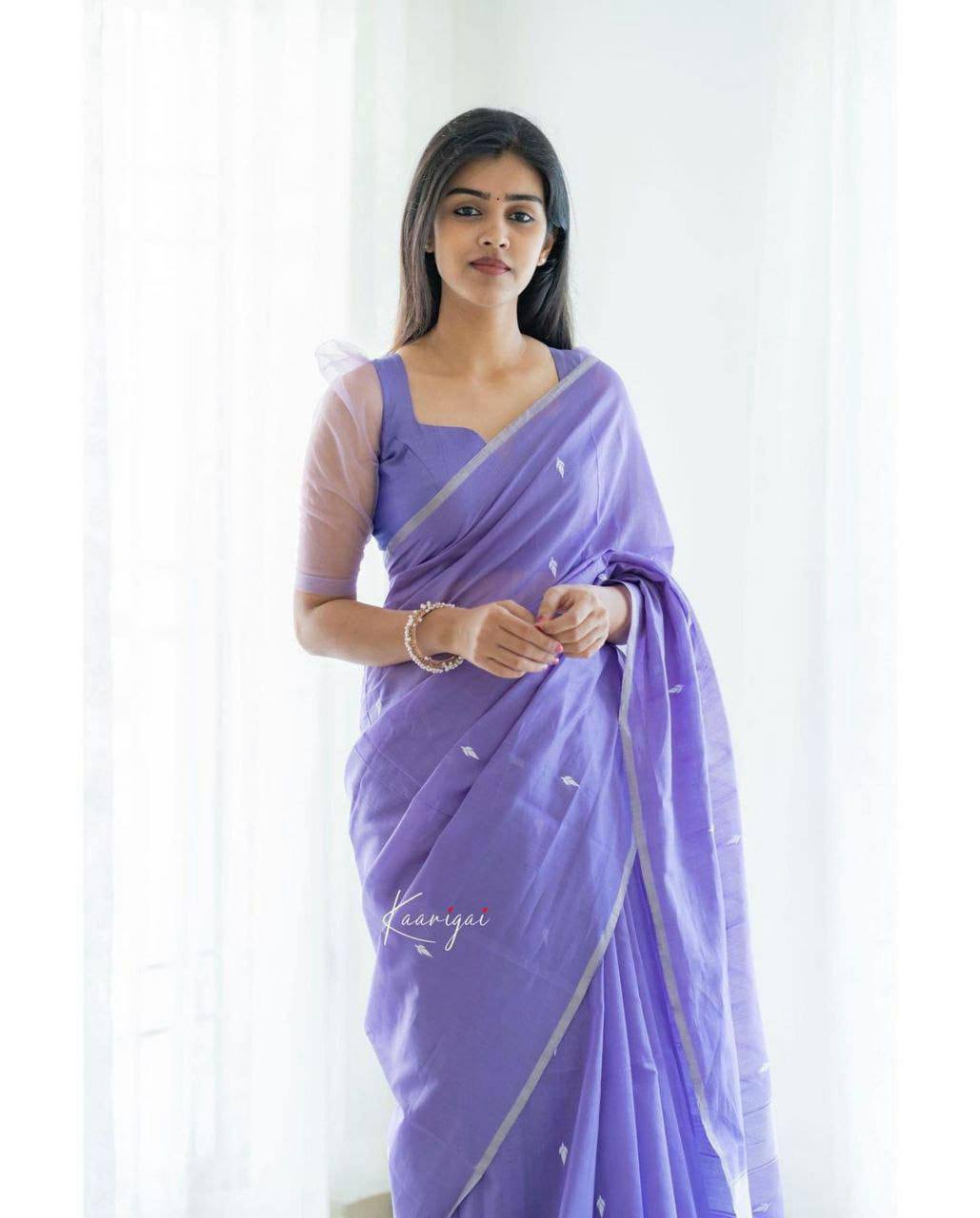 Lavender Colour Soft Slab Lilan Jacquard Weaving Saree