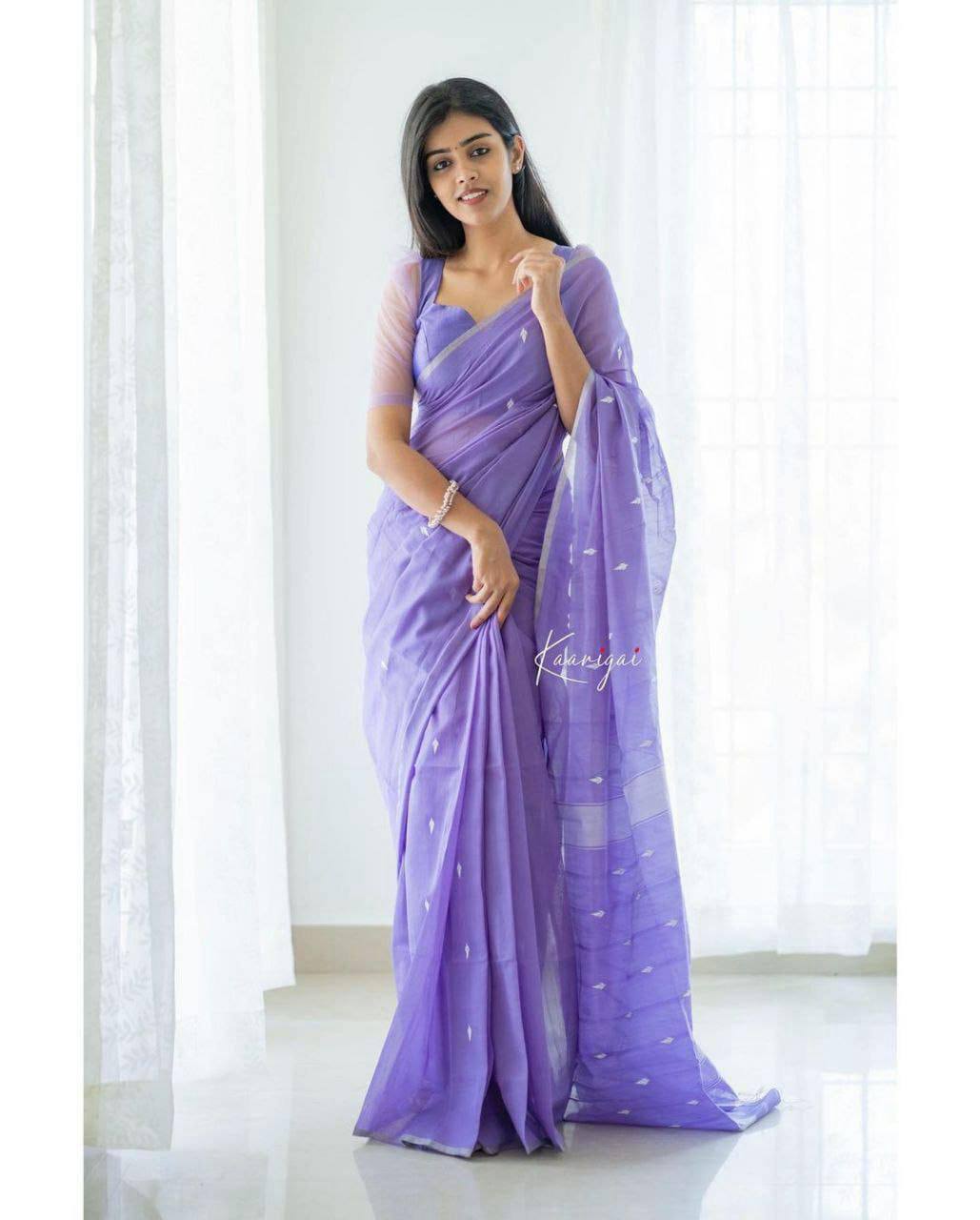 Lavender Colour Soft Slab Lilan Jacquard Weaving Saree