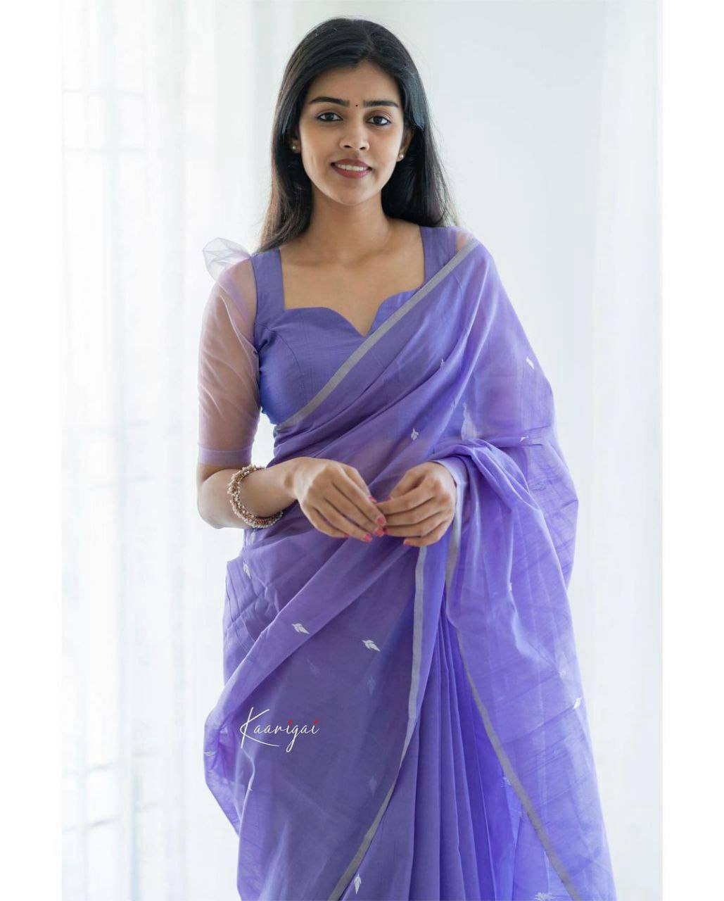 Lavender Colour Soft Slab Lilan Jacquard Weaving Saree