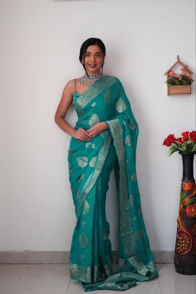 Special Lilan Soft Cotton Fabric Jacquard Weaving Ready To Wear Saree