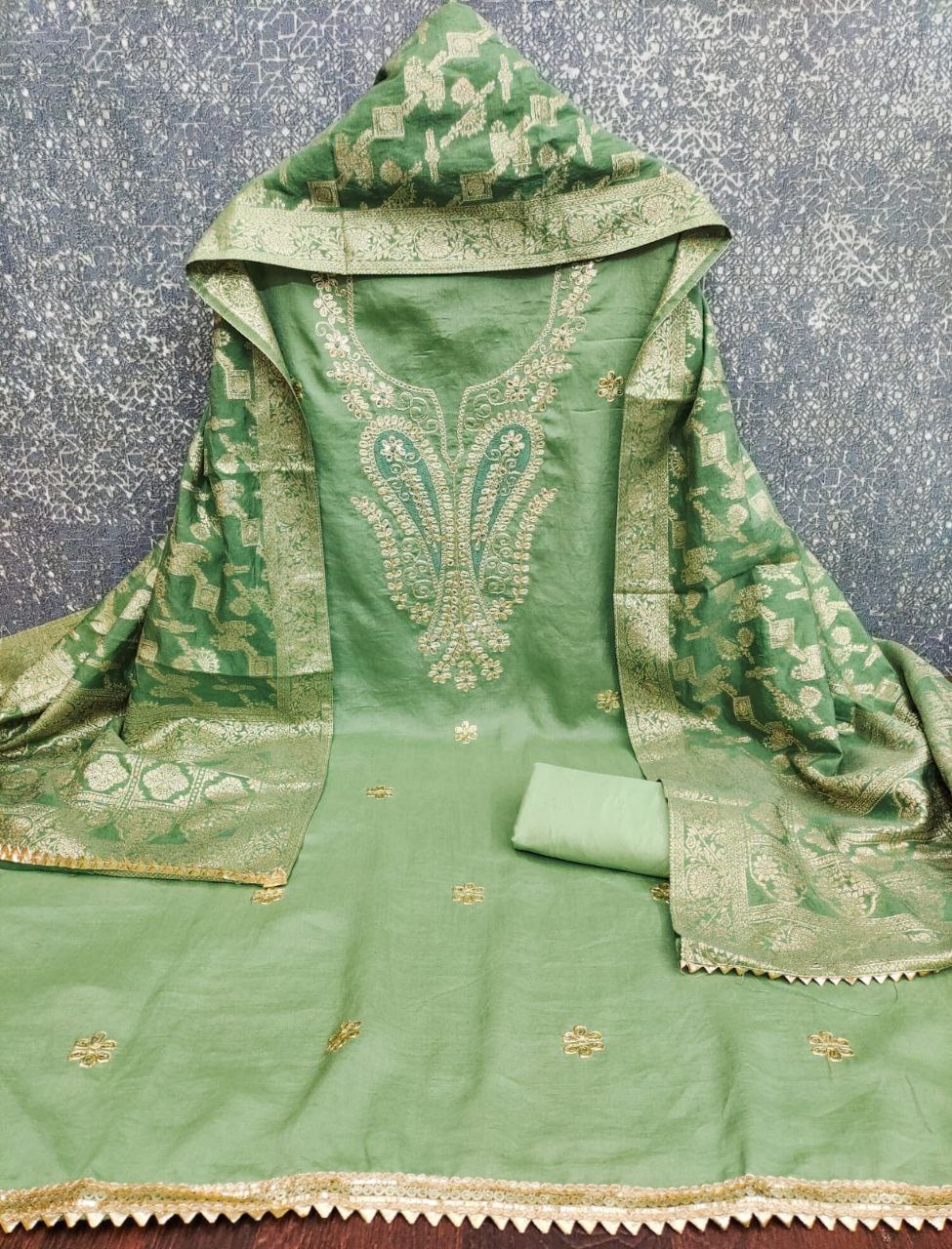 Vichitra Silk Embroidary Work Party Wear Dress Material