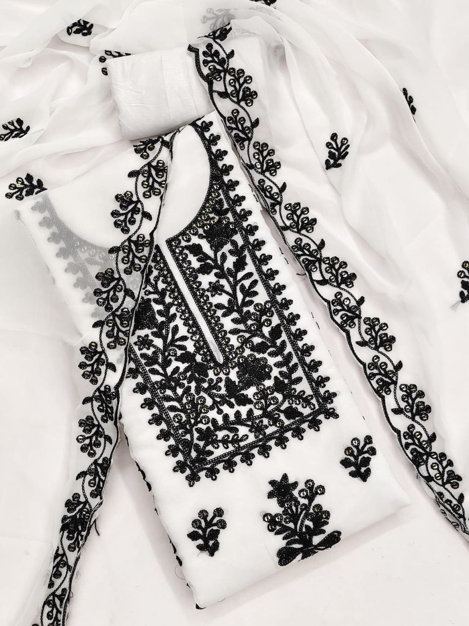 Soft Georgette Embroidary Work Unstiched Dress Material