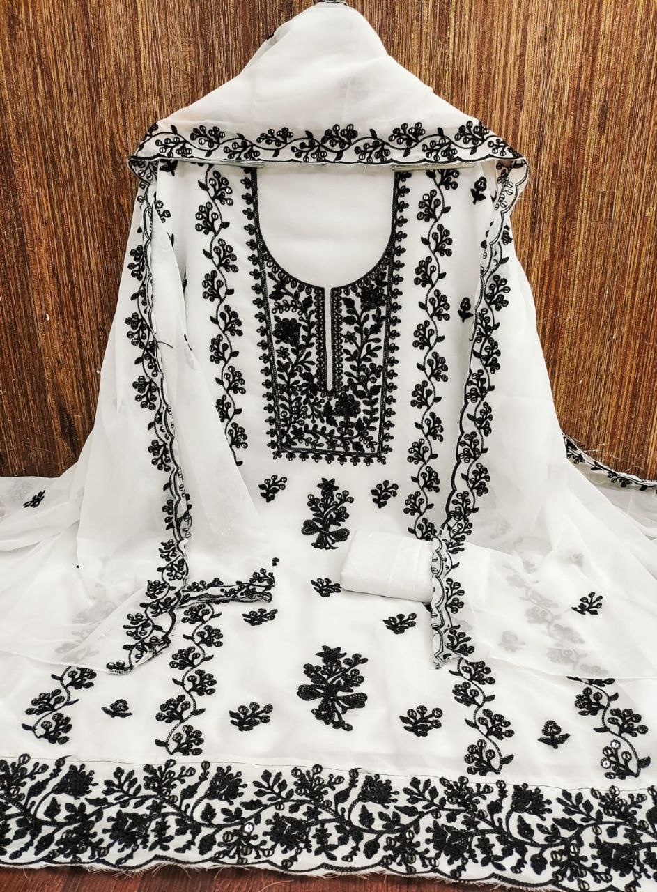Soft Georgette Embroidary Work Unstiched Dress Material