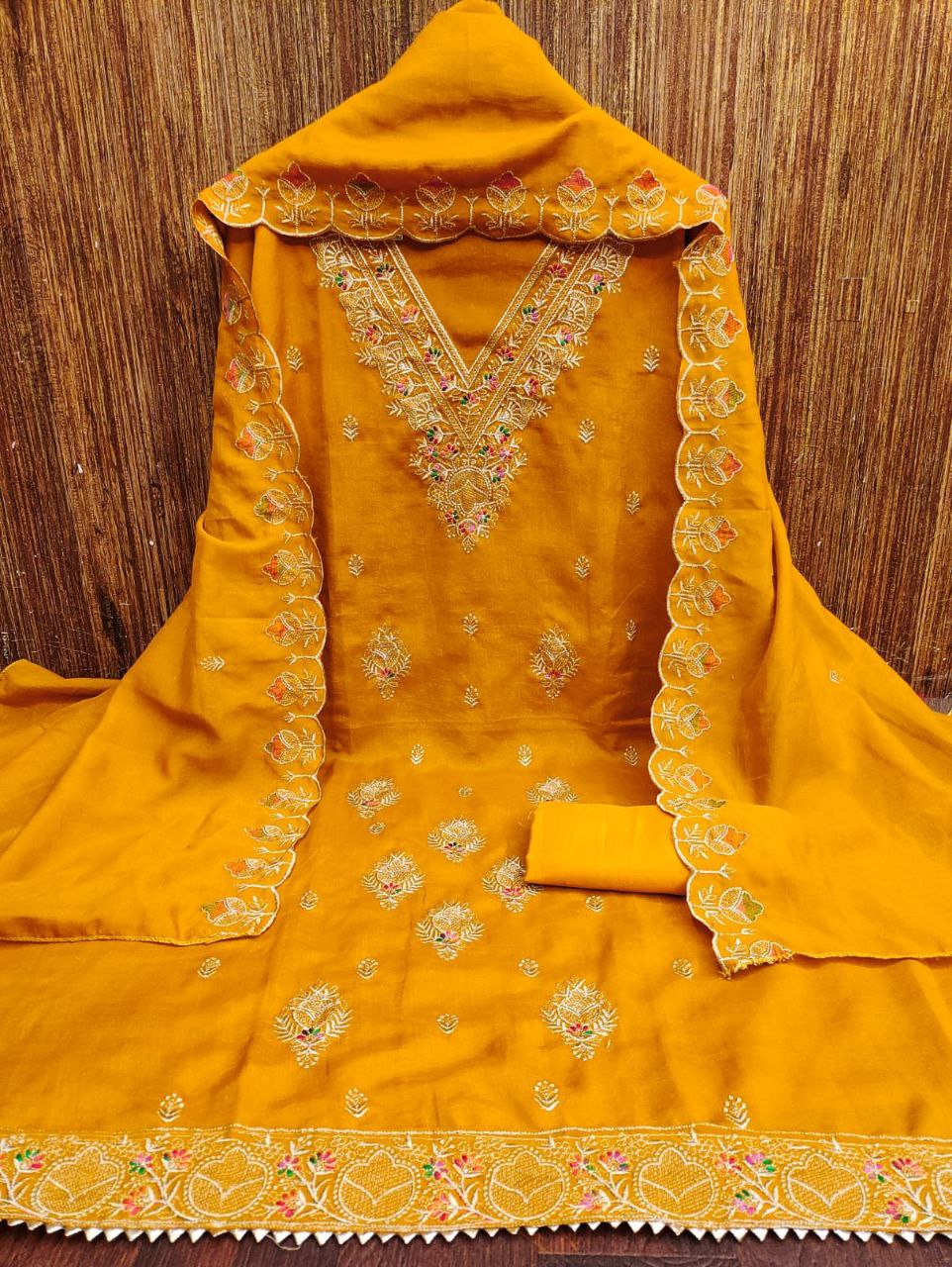 Vichitra Silk Embroidary Work Dress Material With Embroidary Work Duppata