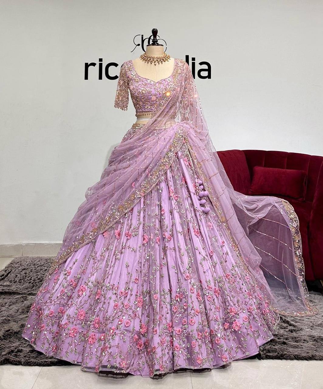 Purple Color Net Sequence Work Lehenga Choli