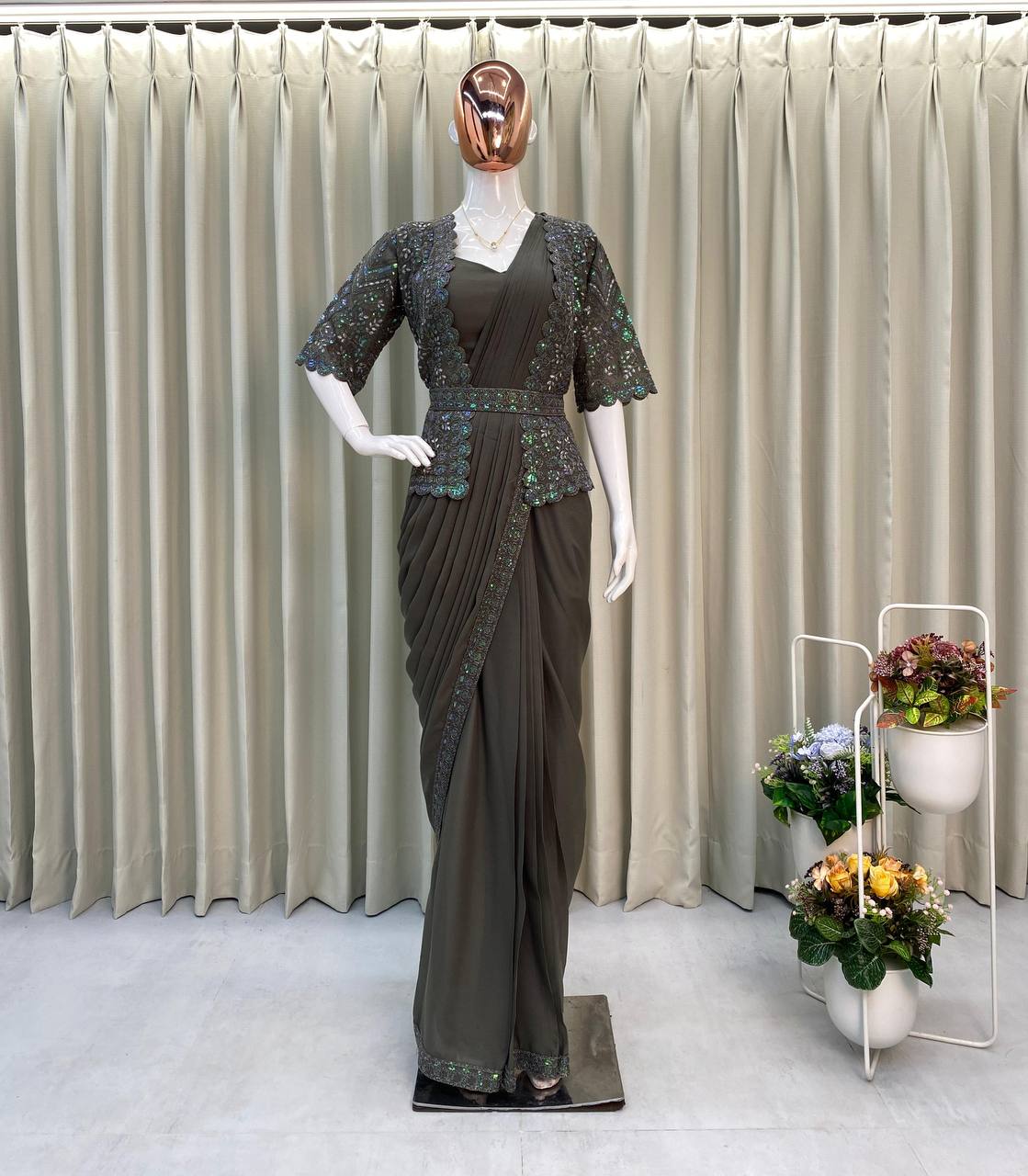 1 Min Ready to Wear Georgette Saree